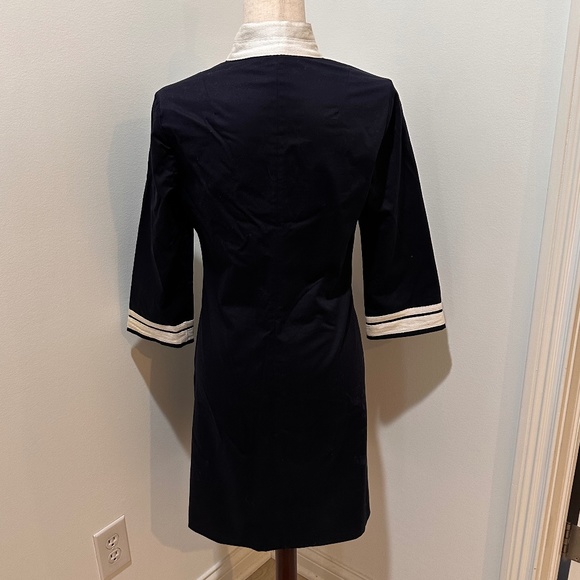 Tory Burch Cotton Tunic Dress in Navy with White Twill Trim, Size 4 - Picture 3 of 6